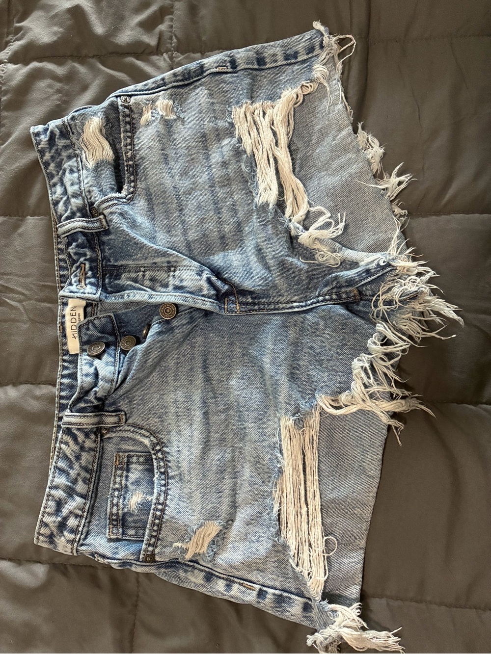 WIDOW Light Blue Distressed Denim Jean Shorts